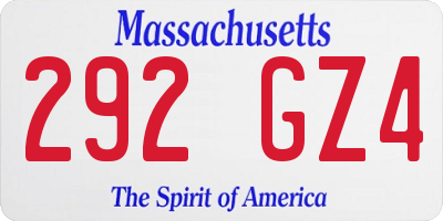 MA license plate 292GZ4