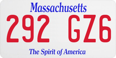 MA license plate 292GZ6