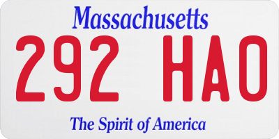 MA license plate 292HA0