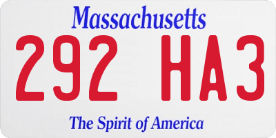 MA license plate 292HA3