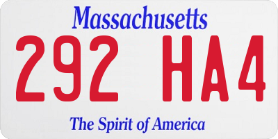 MA license plate 292HA4