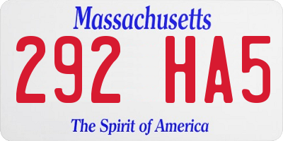 MA license plate 292HA5