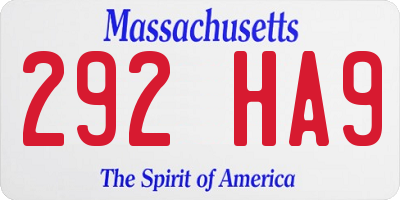 MA license plate 292HA9