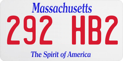 MA license plate 292HB2