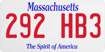 MA license plate 292HB3