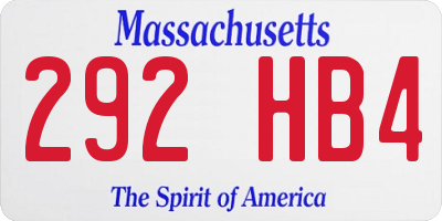 MA license plate 292HB4