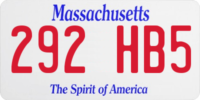 MA license plate 292HB5