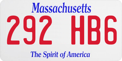 MA license plate 292HB6