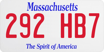 MA license plate 292HB7
