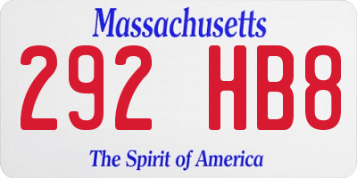 MA license plate 292HB8
