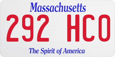 MA license plate 292HC0