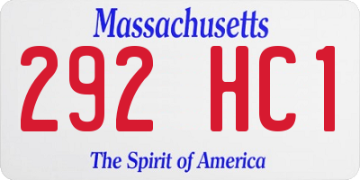 MA license plate 292HC1