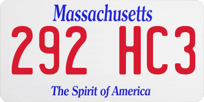 MA license plate 292HC3