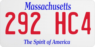 MA license plate 292HC4