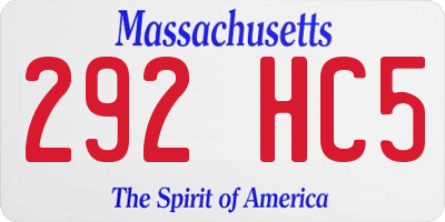 MA license plate 292HC5