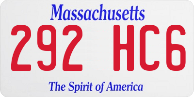MA license plate 292HC6