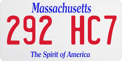 MA license plate 292HC7