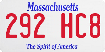 MA license plate 292HC8