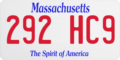 MA license plate 292HC9