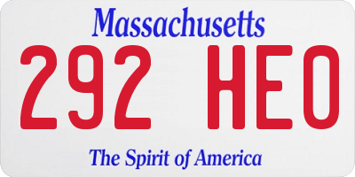 MA license plate 292HE0