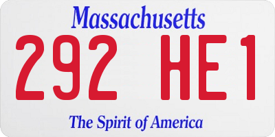 MA license plate 292HE1