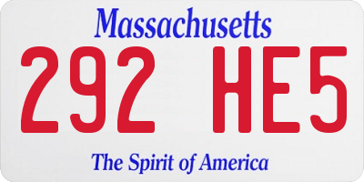 MA license plate 292HE5