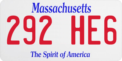 MA license plate 292HE6
