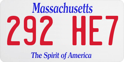 MA license plate 292HE7