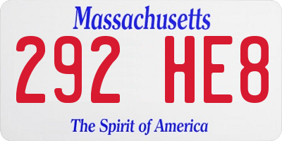 MA license plate 292HE8