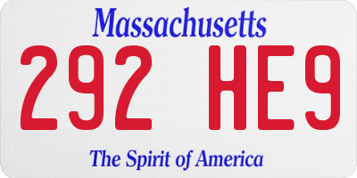 MA license plate 292HE9