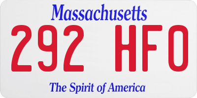 MA license plate 292HF0
