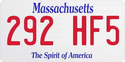 MA license plate 292HF5