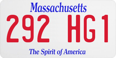 MA license plate 292HG1