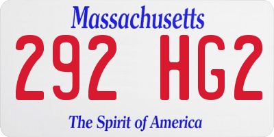 MA license plate 292HG2