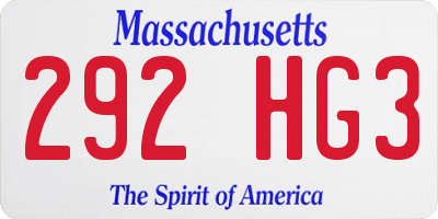 MA license plate 292HG3