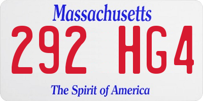 MA license plate 292HG4