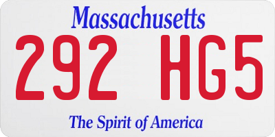 MA license plate 292HG5