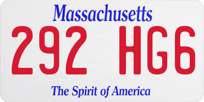 MA license plate 292HG6