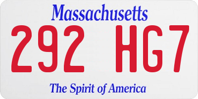MA license plate 292HG7