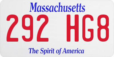 MA license plate 292HG8