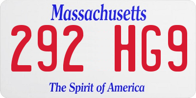 MA license plate 292HG9