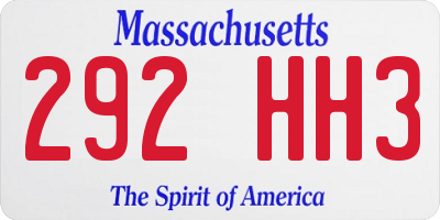 MA license plate 292HH3