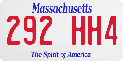 MA license plate 292HH4