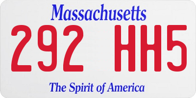 MA license plate 292HH5