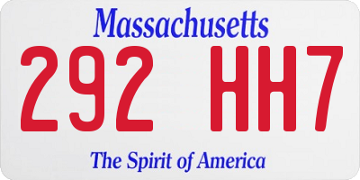 MA license plate 292HH7