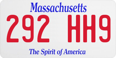 MA license plate 292HH9