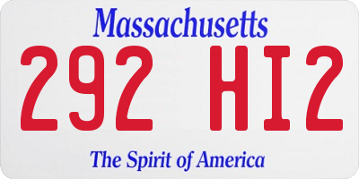 MA license plate 292HI2