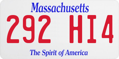 MA license plate 292HI4