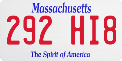 MA license plate 292HI8
