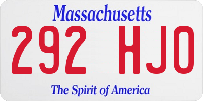MA license plate 292HJ0